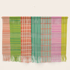 Finnish Patchwork Stripes Pattern Orange Green Pink Chartreuse Wall Hanging Gallery Image 1