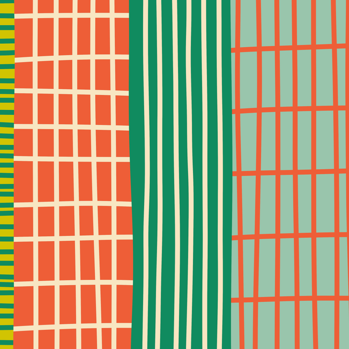 Finnish Patchwork Stripes Pattern Orange Green Pink Chartreuse Coffee Mug Gallery Image 2