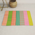 Finnish Patchwork Stripes Pattern Orange Green Pink Chartreuse Rug Gallery Image 1