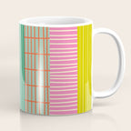 Finnish Patchwork Stripes Pattern Orange Green Pink Chartreuse Coffee Mug Gallery Image 1