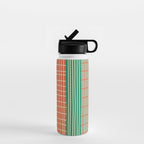 Finnish Patchwork Stripes Pattern Orange Green Pink Chartreuse Water Bottle Gallery Image 1