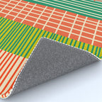 Finnish Patchwork Stripes Pattern Orange Green Pink Chartreuse Rug Gallery Image 4