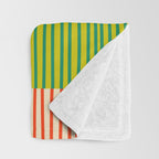 Finnish Patchwork Stripes Pattern Orange Green Pink Chartreuse Throw Blanket Gallery Image 3