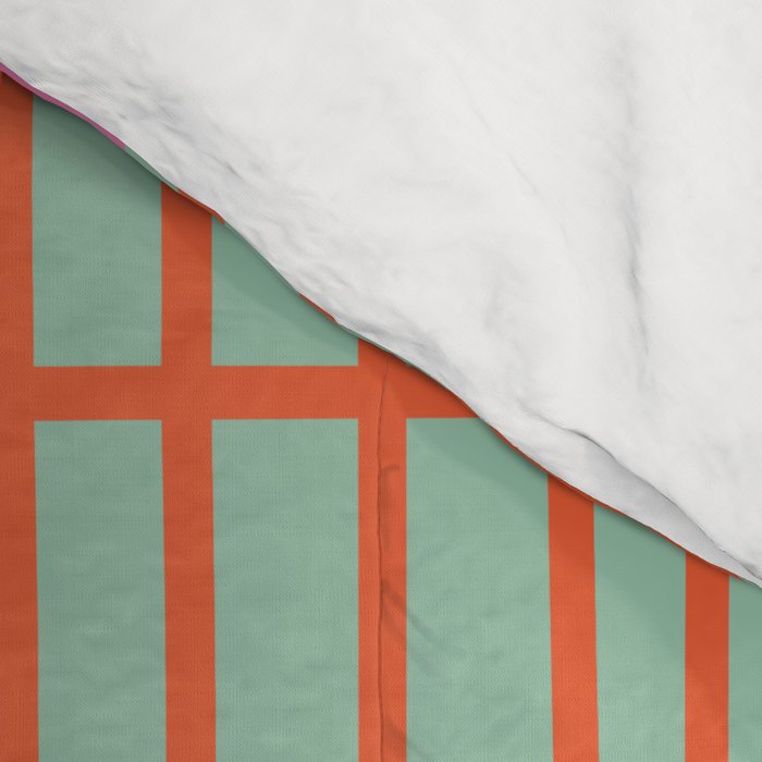 Finnish Patchwork Stripes Pattern Orange Green Pink Chartreuse Comforter Gallery Image 4