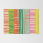 Finnish Patchwork Stripes Pattern Orange Green Pink Chartreuse Rug Gallery Image 2
