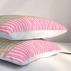 Finnish Patchwork Stripes Pattern Orange Green Pink Chartreuse Pillow Sham Gallery Image 3