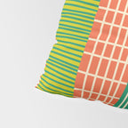 Finnish Patchwork Stripes Pattern Orange Green Pink Chartreuse Pillow Sham Gallery Image 4
