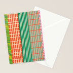 Finnish Patchwork Stripes Pattern Orange Green Pink Chartreuse Stationery Card Gallery Image 2