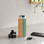 Finnish Patchwork Stripes Pattern Orange Green Pink Chartreuse Water Bottle Gallery Image 4