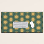 Boho Summer Sun Pattern X Kelly Green and Yellow Desk Mat Gallery Image 1