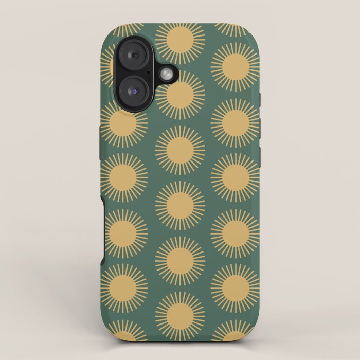 Boho Summer Sun Pattern X Kelly Green and Yellow iPhone Case Gallery Image 1