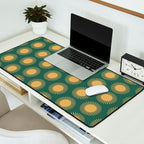 Boho Summer Sun Pattern X Kelly Green and Yellow Desk Mat Gallery Image 2