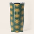 Boho Summer Sun Pattern X Kelly Green and Yellow Travel Mug Gallery Image 1