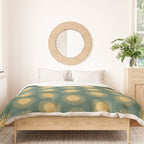 Boho Summer Sun Pattern X Kelly Green and Yellow Duvet Cover Gallery Image 3