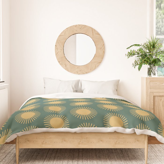 Boho Summer Sun Pattern X Kelly Green and Yellow Duvet Cover Gallery Image 3