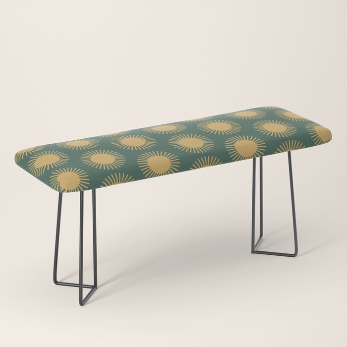 Boho Summer Sun Pattern X Kelly Green and Yellow Bench Gallery Image 1