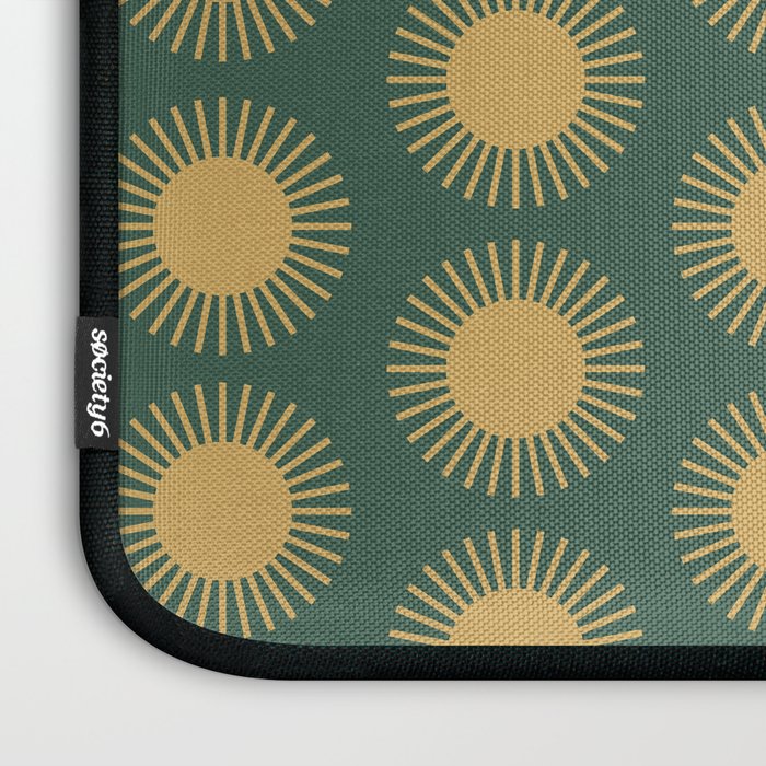 Boho Summer Sun Pattern X Kelly Green and Yellow Laptop Sleeve Gallery Image 3