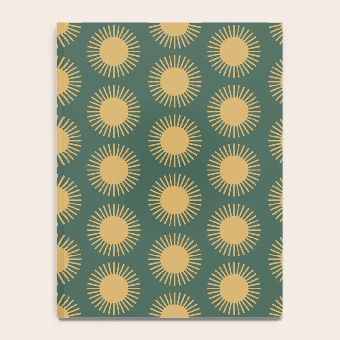 Boho Summer Sun Pattern X Kelly Green and Yellow Notebook Gallery Image 4