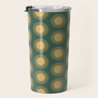 Boho Summer Sun Pattern X Kelly Green and Yellow Travel Mug Gallery Image 3