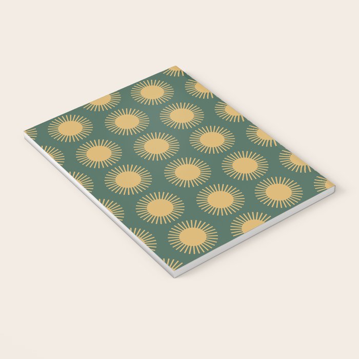 Boho Summer Sun Pattern X Kelly Green and Yellow Notebook Gallery Image 3