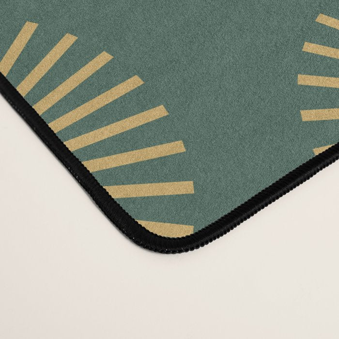 Boho Summer Sun Pattern X Kelly Green and Yellow Desk Mat Gallery Image 4
