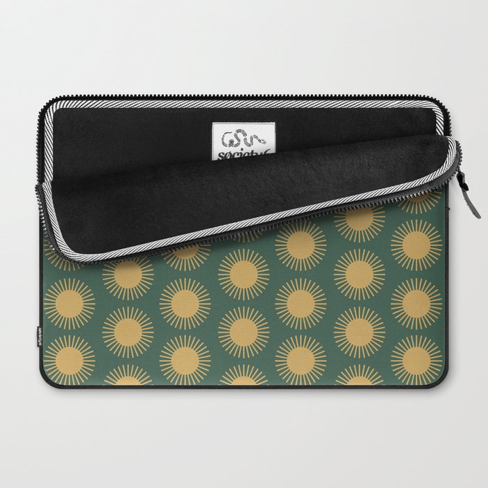 Boho Summer Sun Pattern X Kelly Green and Yellow Laptop Sleeve Gallery Image 2