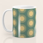 Boho Summer Sun Pattern X Kelly Green and Yellow Coffee Mug Gallery Image 3