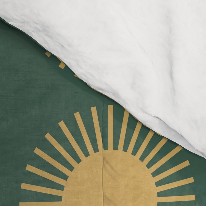 Boho Summer Sun Pattern X Kelly Green and Yellow Comforter Gallery Image 4