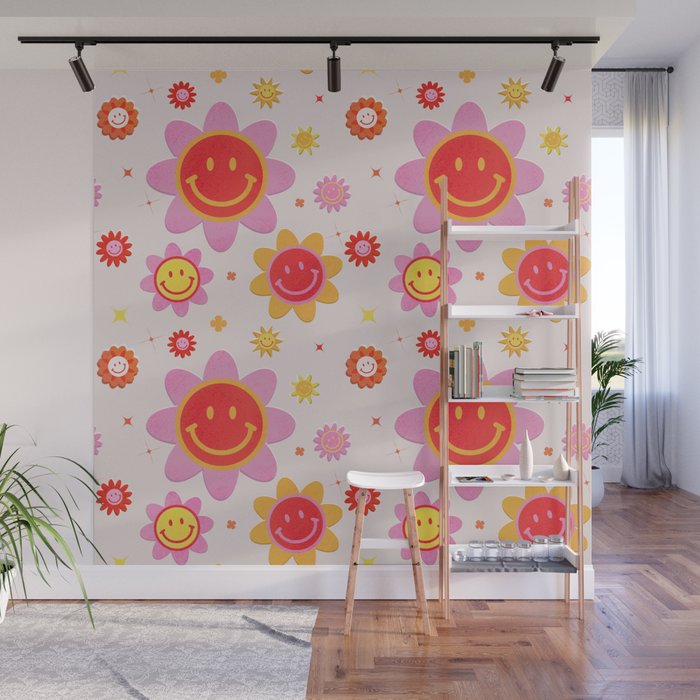 Smiling Flower Faces  Wall Mural Gallery Image 1