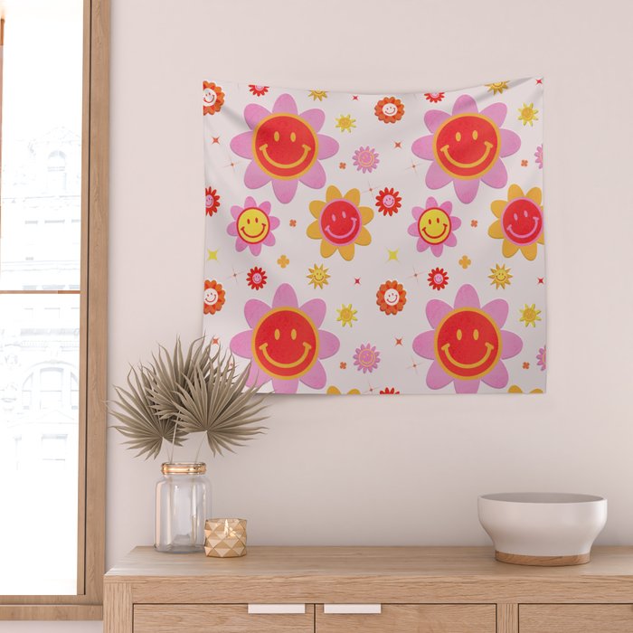 Smiling Flower Faces  Wall Tapestry Gallery Image 2