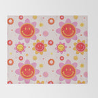 Smiling Flower Faces  Throw Blanket Gallery Image 2