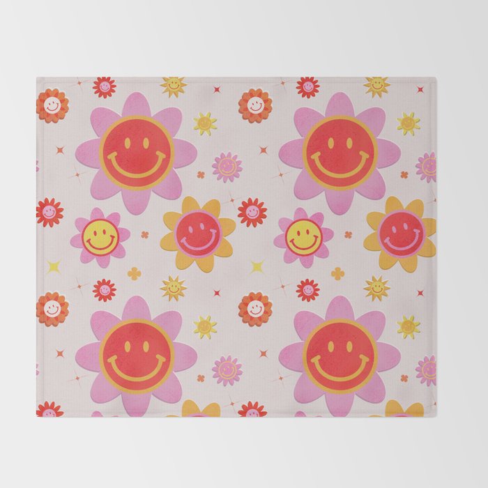 Smiling Flower Faces  Throw Blanket Gallery Image 2