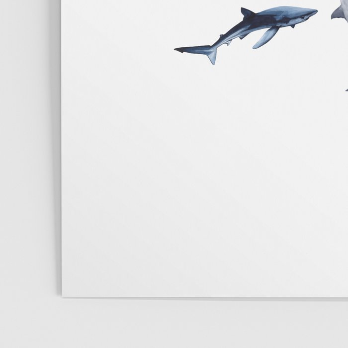 SHARKS PATTERN (NAVY BLUE) Poster Gallery Image 3