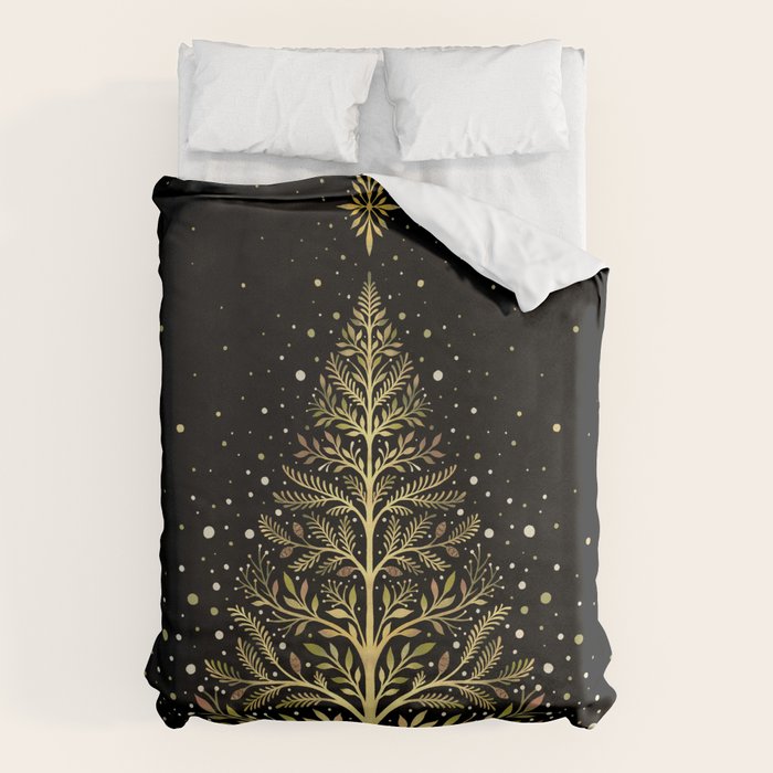 Christmas Night Tree-Glowing Duvet Cover Gallery Image 1