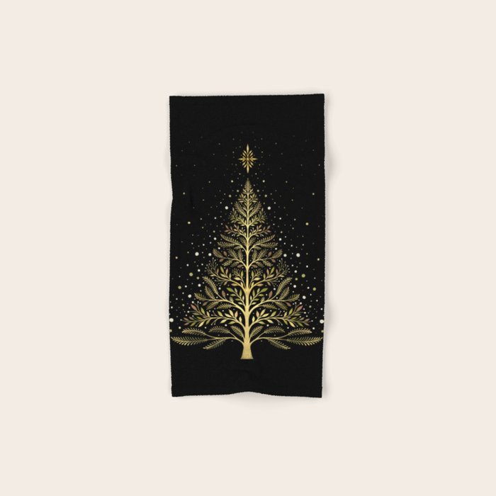 Christmas Night Tree-Glowing Bath Towel Gallery Image 1