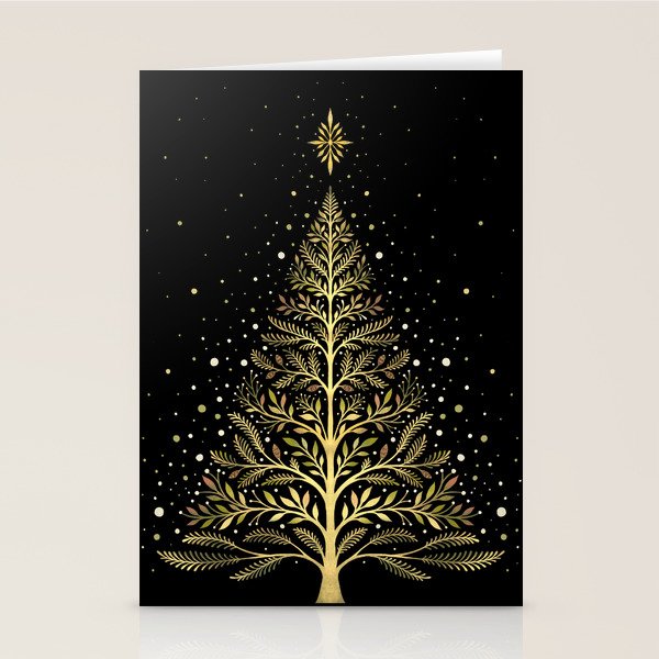 Christmas Night Tree-Glowing Stationery Card Gallery Image 1
