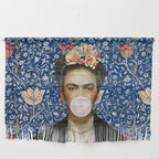 Woman  Blowing a pink Bubble gum with vintage Medway tapestry Wall Hanging Gallery Image 1
