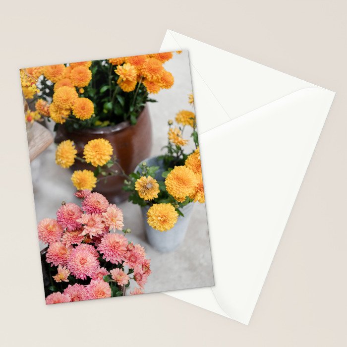 Chrysanthemum Blooms | Autumn Floral Still Life Stationery Card Gallery Image 2