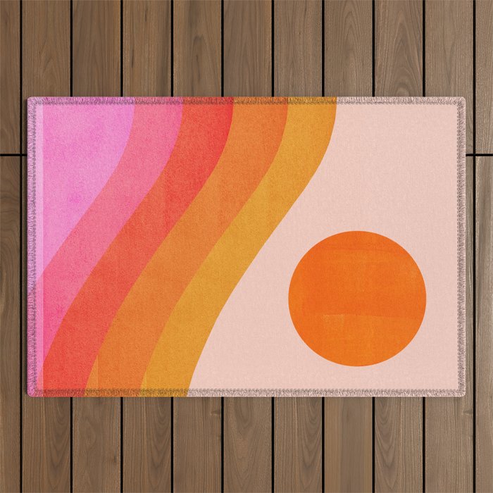 Abstraction_SUNSET_OCEAN_COLOR_POP_ART_Minimalism_009D Outdoor Rug Gallery Image 1