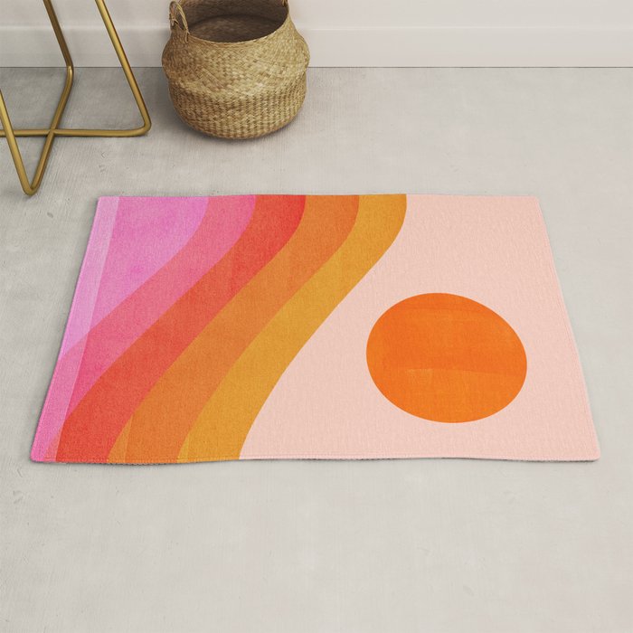 Abstraction_SUNSET_OCEAN_COLOR_POP_ART_Minimalism_009D Rug Gallery Image 1