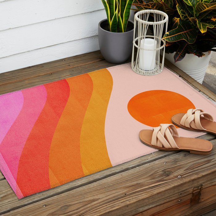 Abstraction_SUNSET_OCEAN_COLOR_POP_ART_Minimalism_009D Outdoor Rug Gallery Image 2