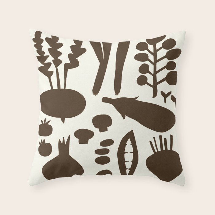fresh fresh vegetable-black Throw Pillow Gallery Image 1