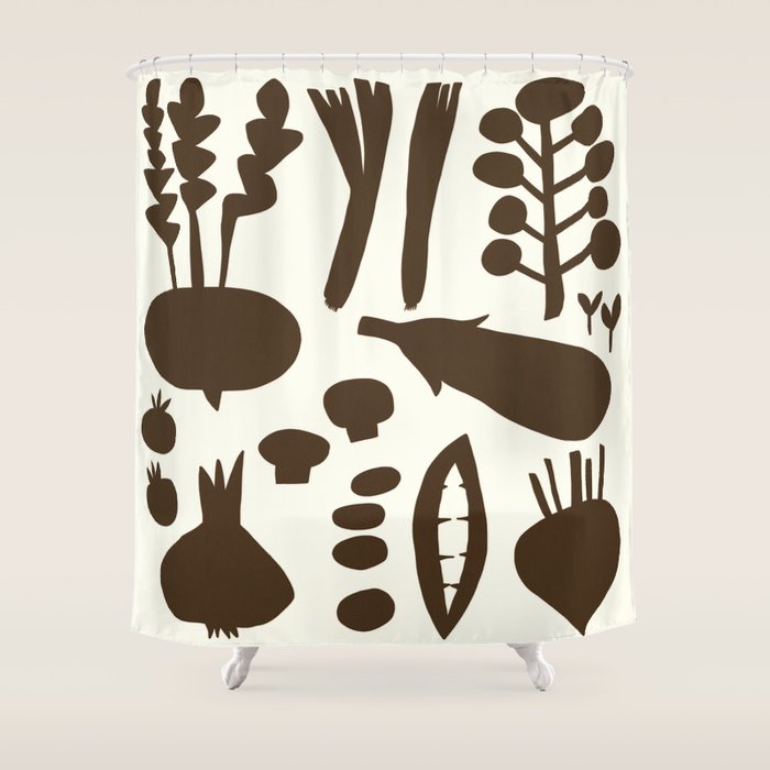 fresh fresh vegetable-black Shower Curtain Gallery Image 1
