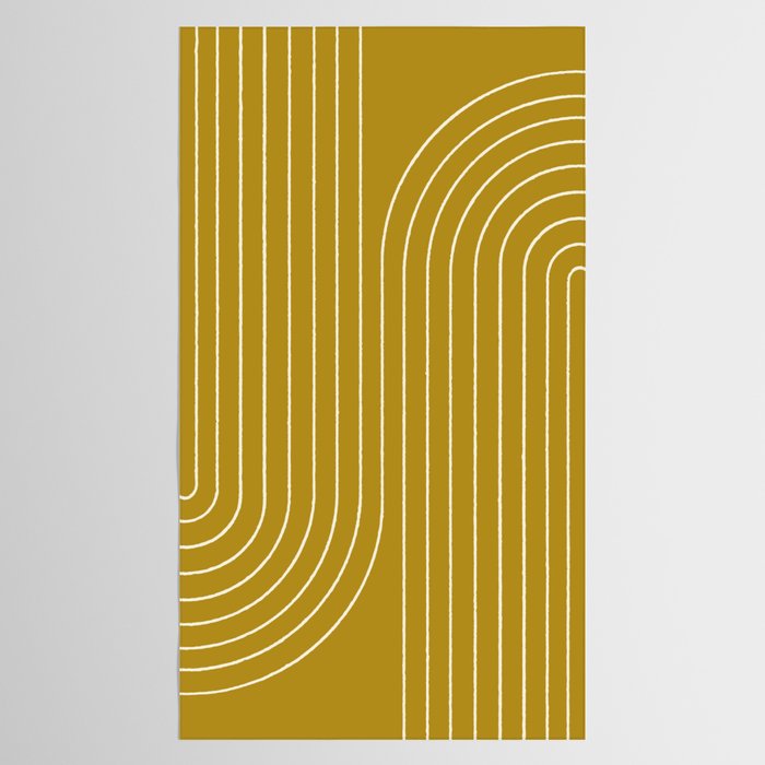 Minimal Line Curvature LXXVIII Golden Chartreuse Mid Century Modern Arch Abstract Tablecloth Gallery Image 2