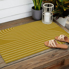 Minimal Line Curvature LXXVIII Golden Chartreuse Mid Century Modern Arch Abstract Outdoor Rug Gallery Image 2