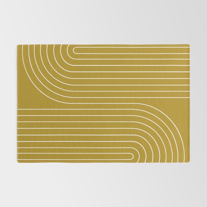 Minimal Line Curvature LXXVIII Golden Chartreuse Mid Century Modern Arch Abstract Rug Gallery Image 2