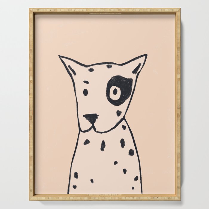 Spotty dog on cream Serving Tray Gallery Image 1