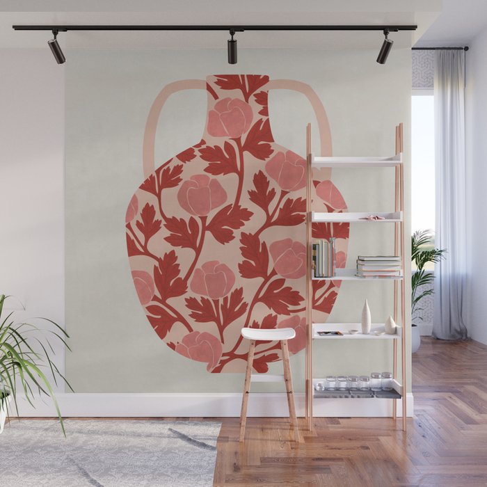 Vase of red roses collection Wall Mural Gallery Image 1