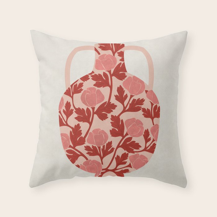 Vase of red roses collection Throw Pillow Gallery Image 6