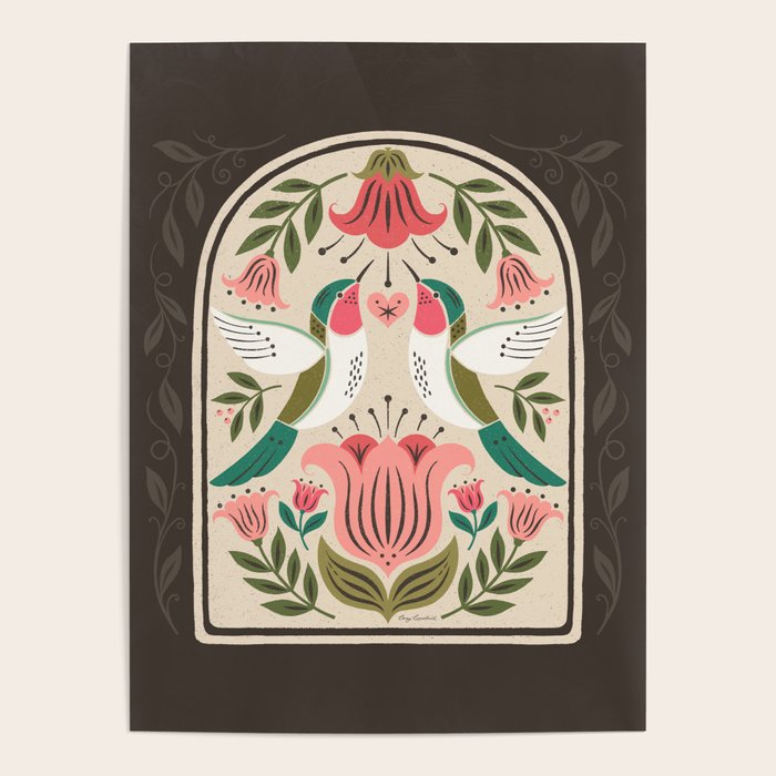 Hummingbirds - Green and Pink Poster Gallery Image 4